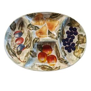 Tabletops Gallery Mixed Fruits Hand Painted Hand Crafted Serving Platter